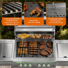 Electactic Heavy-duty Propane Gas Grill, SUS304 Stainless Steel 6-Burner BBQ Grill with 4 Main Burners, 1 Infrared Rear Burner, 1 Side Burner and LED Lights, High Performance Outdoor Grilling