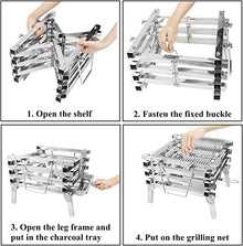 NEWCES Safety Certification Multi-Purpose Barbeque Grill Charcoal Barbecues BBQ Grill Stainless Steel BBQ Grill Rack Outdoor Smoker BBQ Grill for Camping Bonfire/Yard Heating/Barbecue