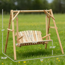 Ergonomic Design 2-Seat Wooden Garden Porch Swings with Stable & Non Slip Legs, Outdoor Backyard Loveseat Swings for Patio, Lawn & Garden