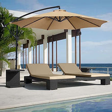 RWGOVLU Cantilever Parasol, Outdoor Parasol, Hanging Umbrella, 3M Sun Shade Umbrella Waterproof, Beach Parasol with Crank & Tilt, UV Protection, Base not Include (1 Khaki)