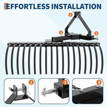 LALFPET Heavy Duty 50 Inch Tow-Behind Dethatcher Rake for Tractor - 3-Point Hitch Attachment - 18 Steel Tines - Ideal for Lawn, Garden, Farm, and Grass Maintenance - Size: 50 Inch