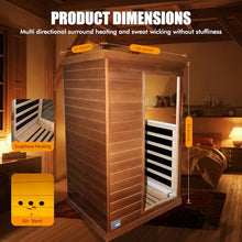 OUTEXER Far Infrared Sauna Home Spa Low-EMF Canadian Hemlock Wood 800W Red 35.2*27.6*61.6Inch