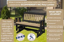 4 FT Weatherwood Amish-Made Porch Glider – 1000 lb Heavy-Duty Poly Lumber wood Mission Bench – USA Crafted HDPE Outdoor Seating Furniture - Stainless Steel Hardware – Smooth, Quiet Silent Glide