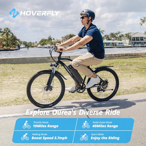 HOVERFLY OUREA Electric Bike 26" 750W Peak Motor Mountain Ebike White