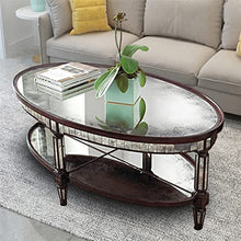 living room table Oval Coffee Tables for Living Room, 43.3/47.2/51.1inch Coffee Table with Mirror Top and Open Shelf, Vintage Cocktail Table outdoor side table ( Color : B , Size : 130*80*50cm )