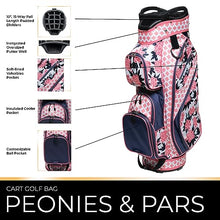 Glove It Ladies Lightweight Golf Cart Bag 6lbs, 15-Way Divider, 9 Pockets - Peonies & Pars