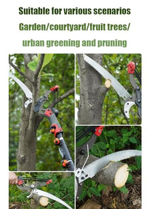 Etsuosy Telescopic Pole Saw and Pruner, 6m, Aluminum Alloy, Extendable Long Handle with Pulley System and Adjustable Scissor Head