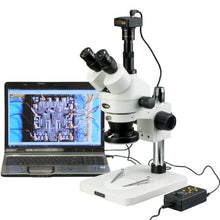 AmScope Digital Trinocular Stereo Zoom Microscope with LED Ring Light Multi