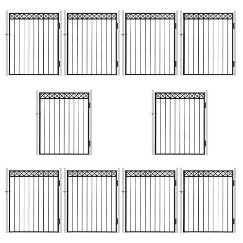 Fencer Wire Heavy Duty Flat Top X-Pattern Decorative Fence Gate, 5FT Height x 4FT Width Outdoor Fence Gate, Outdoor Anti-Rust Metal Steel Gate for Fencing Garden Barrier, with Gate Lock, Pack of 10