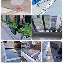 GJMDCMA 8 Pack Narrow Patio Drain Trench Channel, Stainless Steel Outdoor Shower Water Drain Sewer Gutter Kit, Removable Grate Drainage System for Yard Garage Pool Garden Pathway Kitchen Balcony