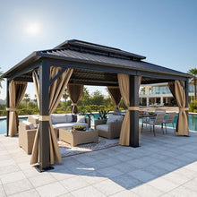 DWVO 12x18ft Aluminum Gazebo Hardtop Double Roof Canopy Outdoor Gazebo