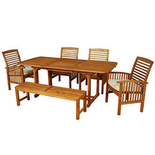 Walker Edison Maui Modern 6-Piece Solid Acacia Wood Outdoor Dining Set Brown