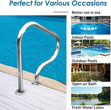 Pool Handrail Handle Grab Rails Swimming Inground Pools Handrails,304 Stainless Steel Pool Railing, 250 Pound Load Capacity, Silver Rust Proof Humanized Pool Handrails for Pool