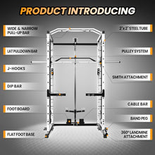 STMHOM Power Cage 1600 Lbs with Smithbar & LAT Pulldown White