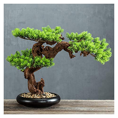 Simulation Welcome Guest Bonsai Ornaments Living Room Hallway Home Soft Ornament Christmas Study Green Plant Resin Gift House Plant (Color : B)