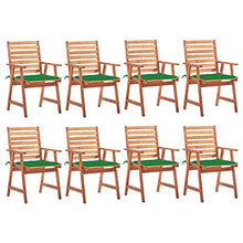 Patio Dining Chairs Set of 8 with Cushions Solid Acacia Wood and Aluminum White