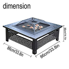 Fire Pit BBQ Grill Fire Bowl Outdoor Square Pit Bowl Grill Fireplace with 1 Set Barbecue Tools 86Cm Barbecue Pit for Patio Picnic Garden Backyard