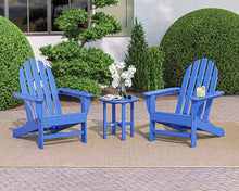 POLYWOOD PWS417-1-PB Classic 3-Piece Chair Side Table Adirondack Seating Set, Pacific Blue