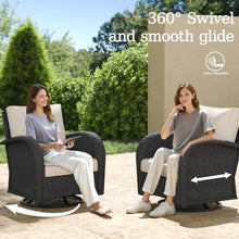Aeeiua 3 Pieces Wicker Patio Furniture Set, Luxury Outdoor Conversation Set with High Back Swivel Rocker Chairs