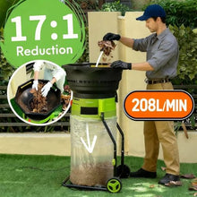 Electric Leaf Mulcher Shredder 8000RPM Bladeless Yard Waste Shredder w/17:1 Reduction Ratio Mulch 55 Gallons/Min Portable w/Wheels for Easy Cleanup 40mpowercord