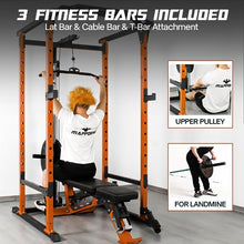 Mappding Power Cage with LAT Pulldown, Squat Rack, 1500 Lbs Capacity, Orange