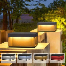 Outdoor Wall Lights Black Square Column Caps Lamp Modern Outdoor Post Cap Light LED Outside Waterproof Pillar Lamps Stainless Steel Gate Deck Stigma Lantern Fence Gate Porch Lawn Path Lamps Waterproof