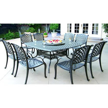 Darlee Nassau 10 Pc Cast Aluminum Dining Set w/ 64 Inch Square Series 30 Table & Lazy Susan in Antique Bronze/Sesame
