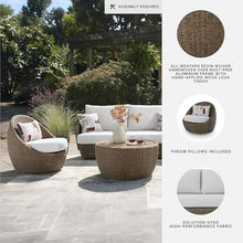 Signature Design by Ashley Cardiff Beach Patio Furniture Set with Swivel Chairs, Rust-Resistant Aluminum Frame, All-Weather Wicker and Nuvella Performance Fabric, Outdoor Seating for Poolside, Beige