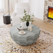 35" Indoor Round Coffee Table, Waterproof Coffee Table Modern MgO Cement Design End Tables for Living Room, Outdoor Patio Coffee Tables for Garden, Backyard, Balcony, Marble White