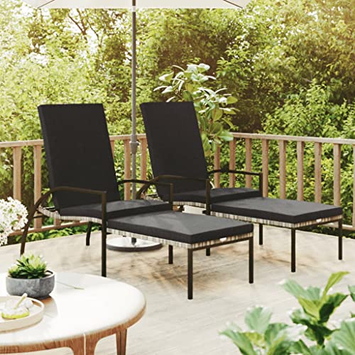 WANGKENSU Armchair,Outdoor Lounge Chairs,Portable Chaise Lounge Chair,Lawn Chairs,Beach Chair, Sun Lounger with Footrest PE Rattan Gray (Grey 76.8" x 23.6" x 21.7")