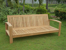 6 PC A Grade Outdoor Patio Teak Sofa Set - 3-Seater Sofa, 2 Deep Seating Club Chairs, 1 Side Table, 1 Rectangle Coffee Table and 1 Ottoman-Furniture Only - Cadras Collection