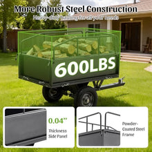 17 Cu. Ft. Heavy-Duty Steel Dump Cart Trailer, 600 lb Tow-Behind Utility Wagon with Dual-Control Dumping, 15" Pneumatic Tires, Reinforced Steel Frame for ATV, UTV, Lawn Tractor & Garden Hauling
