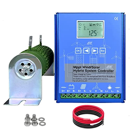 Wind Solar Hybrid Charge Controller,12V 24V 48V,Wind Turbine Generator, LCD Energy Charge Controller, MPPT, for Wind, Solar Panel, Wind Solar Supplementary System,48V-800W
