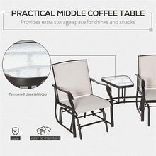 XITPEYEZY Outdoor Double Glider Chair Set with Side Table, Beige