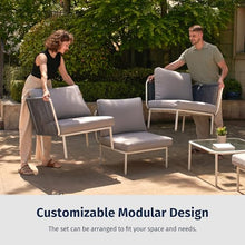 EAST OAK 5-Piece Montauk Modular Patio Furniture Set Outdoor Sectional Sofa with Coffee Table Dove Grey