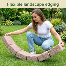 Faux Stone Landscape Edging Decorative Stone-Look Garden Border with 24 Pieces Spikes for DIY Outdoor Yard Landscaping