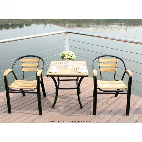 Balcony Table and Chair Set Outdoor Solid Wood Garden Furniture Sets Modern Patio Balcony Wrought Iron Outdoor Furniture Sets Cafe Leisure Table and Chairs Bistro Table Set ( Color : B 2 chairs 1 tabl