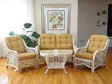 SunBear Furniture Lounge Malibu Loveseat Sofa ECO Natural Rattan Wicker Handmade Cream Cushions Cognac
