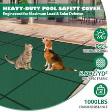 Lynkron Pool Safety Cover for Inground Pools, Heavy-Duty Winter Pool Cover, Rectangle Mesh/Solid Swimming Pool Covers, Triple Stitched for High Strength & UV Protection，Green