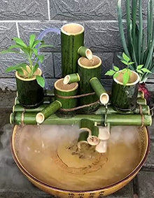Garden Fountain Garden Water Feature Solar Fountain Bamboo Fountain Outdoor Fountain Used for Fish Tank,Pond Or Garden Decor Looks Very Interesting Desktop Fountain,Green,7(55Cm/21.6In)