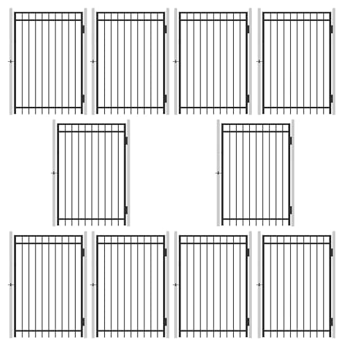 Fencer Wire Pack of 10 Heavy Duty Flat Top Fence Gate, 6FT Height x 4FT Width Outdoor Fence Gate, Anti-Rust Steel Gate for Fencing Barrier, Decorative Garden Gate for Residential, Yard, Pool, Patio