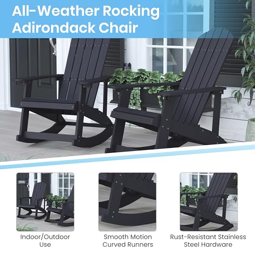 BizChair Set of 4 Savannah Adirondack Rocking Chairs Black