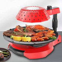 NEWCES Safety Certification Electric Barbecue Grills 3D Infrared BBQ Grill 360° Rotating Barbecue 5-Level Firepower Control Smokeless Barbeque Grill Electric Searing Grill for Outdoor Indoor Red