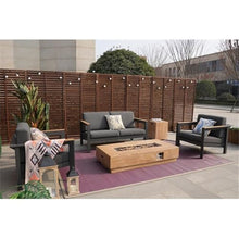 Gray Aluminum 4-Person Seating Group with Fire Pit and Cushions