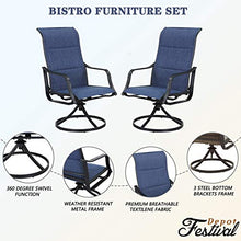 Festival Depot Outdoor Dining Chair Set, Metal Swivel Armchairs with Textilene Fabric, High Back, Blue, 6 pcs