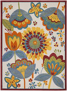 Nourison Home Aloha Multicolor 12' x 15' Area Rug - Easy Clean, Non Shedding, Bed Room, Living Room, Dining Room, Kitchen (12' x 15')