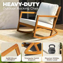 IDZO Rocking Chairs Design Heavy Duty 400lbs Capacity Wood Patio Bistro Set 3 Piece Outdoor