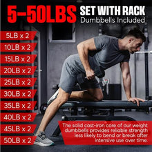 StrengthUSA Rubber Hex Dumbbell Set with Rack 450 lbs Black