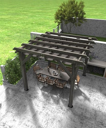 DEXSO 10' x 12' Cedar Wood Pergola with Retractable Shade Canopy Charcoal Gray