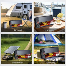 4000W 5000W Pure Sine Wave Power Inverter, 12/24/48/60/72V DC to 110V AC for Home, RV and Off-Grid Solar Systems, with 2 Outlets and USB Port, LCD Display